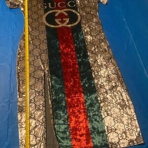 Gucci Monogram Dress with Red and Green Accents